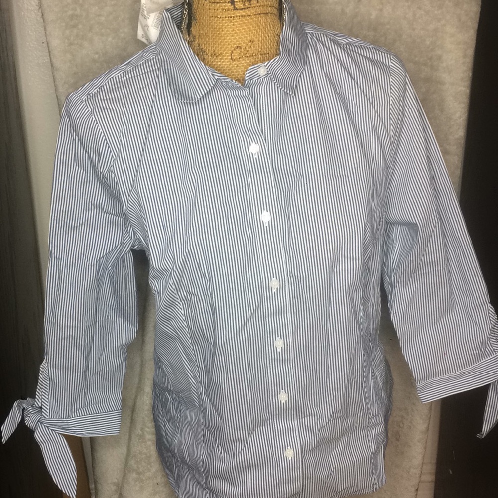 Roz  & Alí Stiped Blouse sz Petite Large NWT